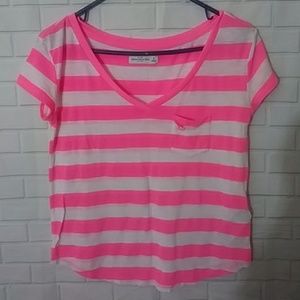 Y2K Pink White  Abercrombie & Fitch stripe blouse medium